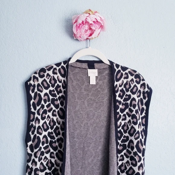 Chicos Maggie Jacquard Leopard-Print Vest - Picture 6 of 8